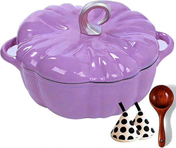 Pumpkin Enamel Cast Iron Dutch Oven 4 QT Cocotte Pot with Lid Dual Handles | Oven Safe up to 500° F or on Stovetop | Heavy-Duty Cookware | Great for Stews & Casseroles | Soup Pot - Serves 3-5 | Orange1