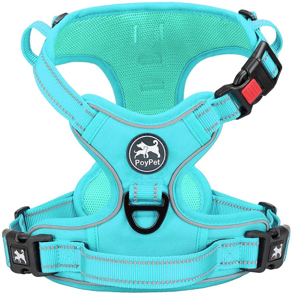 Poypet No Pull Dog Harness, No Choke Front Lead Dog Reflective Harness, Adjustable Soft Padded Pet Vest with Easy Control Handle for Small to Large Dogs(Pink, Medium)18
