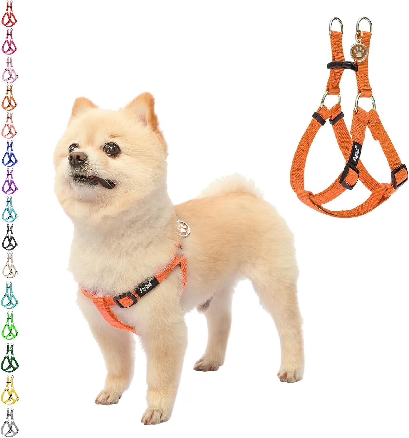 pupteck-no-pull-dog-harness-soft-adjustable-basic-nylon-step-in-puppy-vest-outdoor-walking-with-id-tag