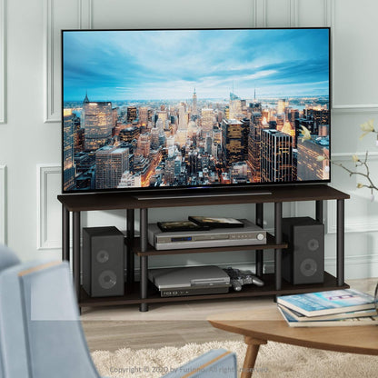 Turn-N-Tube No Tools 3D 3-Tier Entertainment TV Stand up to 50 Inch TV, round Tubes, Dark Brown / Black | for TV up to 50 Inch, Open Frame Rectangular Entertainment Center with Storage Shelf, TV Console, for Living Room, Bedroom2