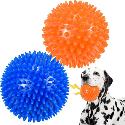 Dog Balls 4.5” Squeaky Dog Toys Spikey Ball for Aggressive Chewers Heavy Duty Teething Large Medium Durable Dogs Balls (4 Pack)10