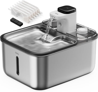 Stainless Steel Cat Water Fountain Wireless for Cats Indoor, 3.6L/123Oz Automatic Metal Dog Water Dispenser,Cordless Battery Operated Pet Drinking Fountain,Rechargeable Waterer with Motion Sensor10