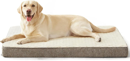 JOEJOY Orthopedic XL Dog Bed for Large Dogs, Waterproof Dog Bed for Crate with Washable Removable Cover, Extra Thick Egg-Crate Memory Foam Pet Beds, Grey, 41"X27"18
