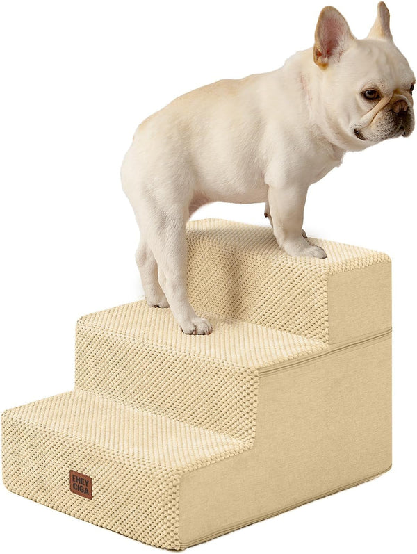 EHEYCIGA Dog Stairs for Bed 18" H, Dog 4-Steps for High Bed, Olive Green | Pet Steps for Small Dogs and Cats, Non-Slip Balanced Pet Ramp Indoor23