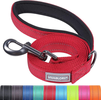 VIVAGLORY Dog Leash Puppy Leash for Collar, 3Ft X 1In, Black | with Soft Padded Handle for Training & Walking, Heavy Duty & Double Layer Nylon Pet Puppy12
