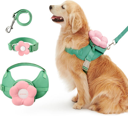 VETRESKA Flora Dog Harness, Leash and Collar Set, No Pull Vest Harness, L | for Walking and Training, Adjustable, Easy Control and Soft Padded Pet Harness and Backpack for Small Medium Large Dogs1