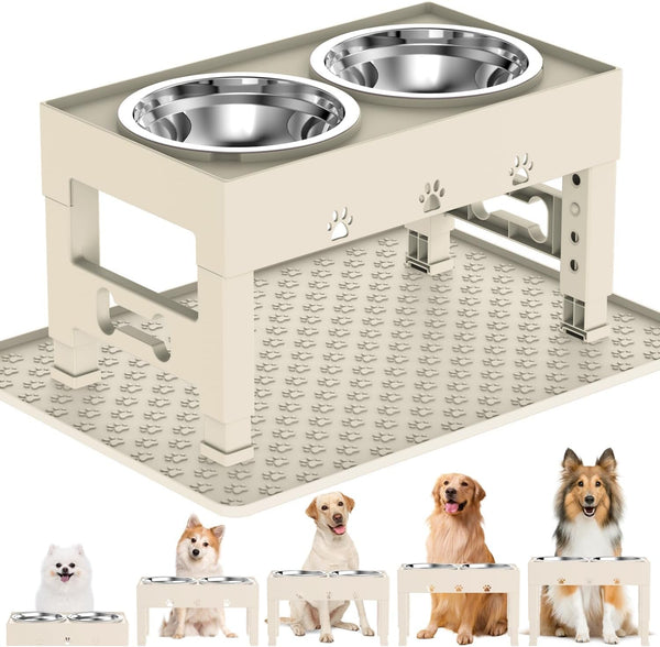 Elevated Dog Bowls with 2 Stainless Steel Bowls, 5-Height Adjustable Stand (3.1", 9" to 12"), for Improved Digestion & Neck Support, Easy Clean, Non-Slip Base Raised Feeder for Medium Large Dogs14