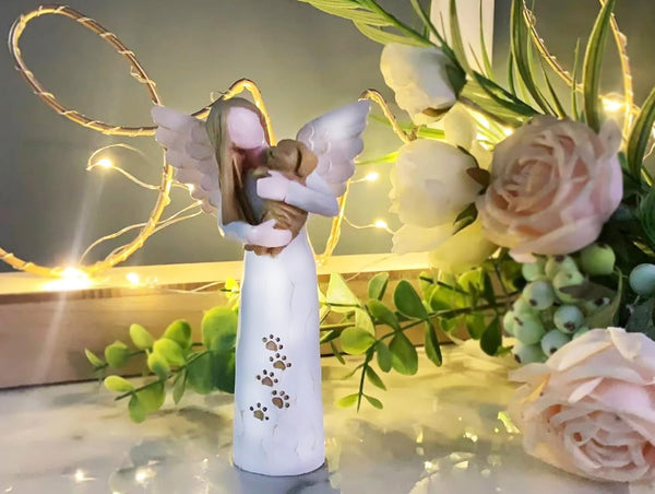 Dog Memorial Gifts for Loss of Dog, Pet Memorial Gifts, Resin Angel Statues,Sculpting Angels，Pet Sympathy Gifts(White)6