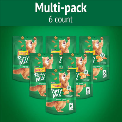 Purina Friskies Cat Treats, Party Mix Picnic Crunch - (Pack of 6) 6 Oz. Pouches2