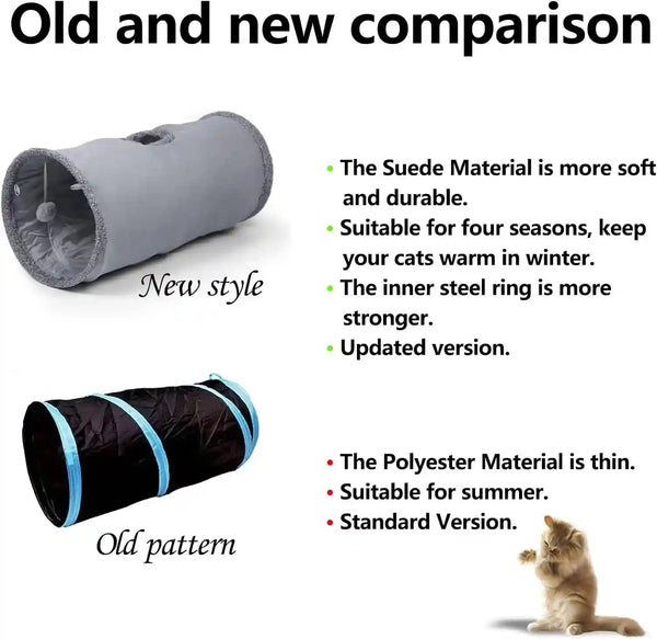 Cat Tunnel, Durable Suede Collapsible Cat Play Tube Toys with Play Ball, Indoor Cat Tunnel for Cat, Puppy, Kitty, Kitten, Rabbit (Small)3