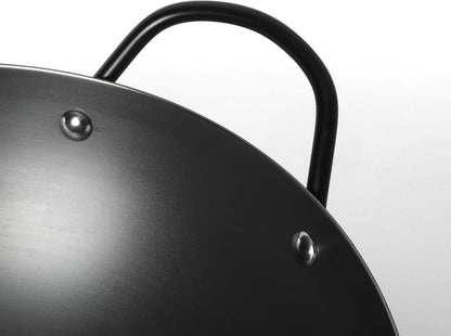Chisholm 13.5-Inch Carbon Steel Nonstick Wok, Pfas-Free Wok Pan & Flat Bottom Stir Fry Pan with Long Walnut Wood Handle & Helper Handle, Black6