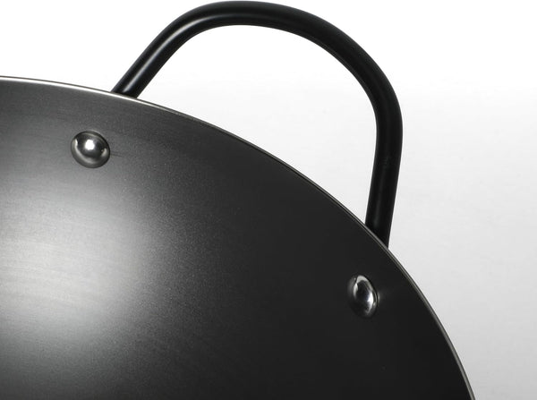 Chisholm 13.5-Inch Carbon Steel Nonstick Wok, Pfas-Free Wok Pan & Flat Bottom Stir Fry Pan with Long Walnut Wood Handle & Helper Handle, Black6