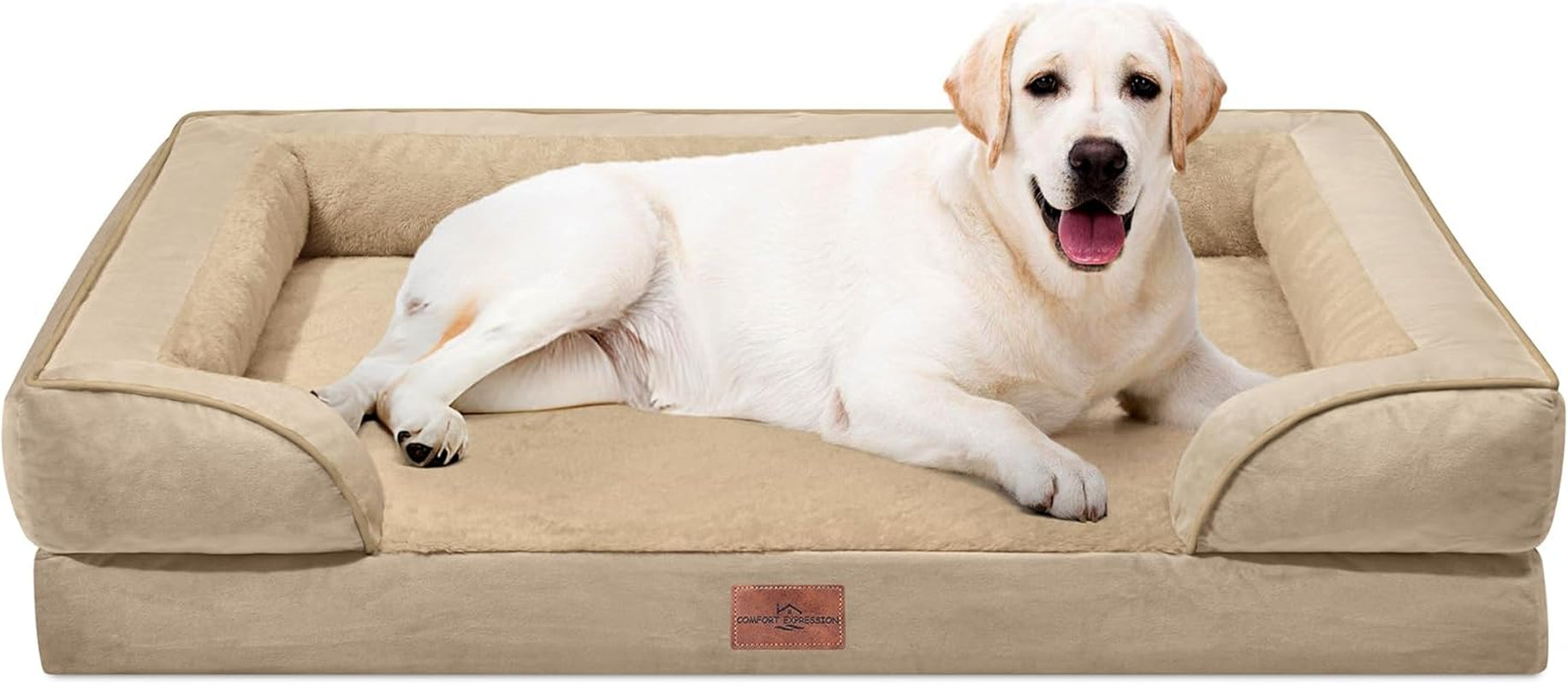 comfort-expression-orthopedic-dog-bed-for-extra-large-dogs-with-bolster-waterproof-dog-couch-bed-with-washable-cover-non-slip-bottom-supportive-egg-crate-foam-xl-pet-bed-42x30-inch