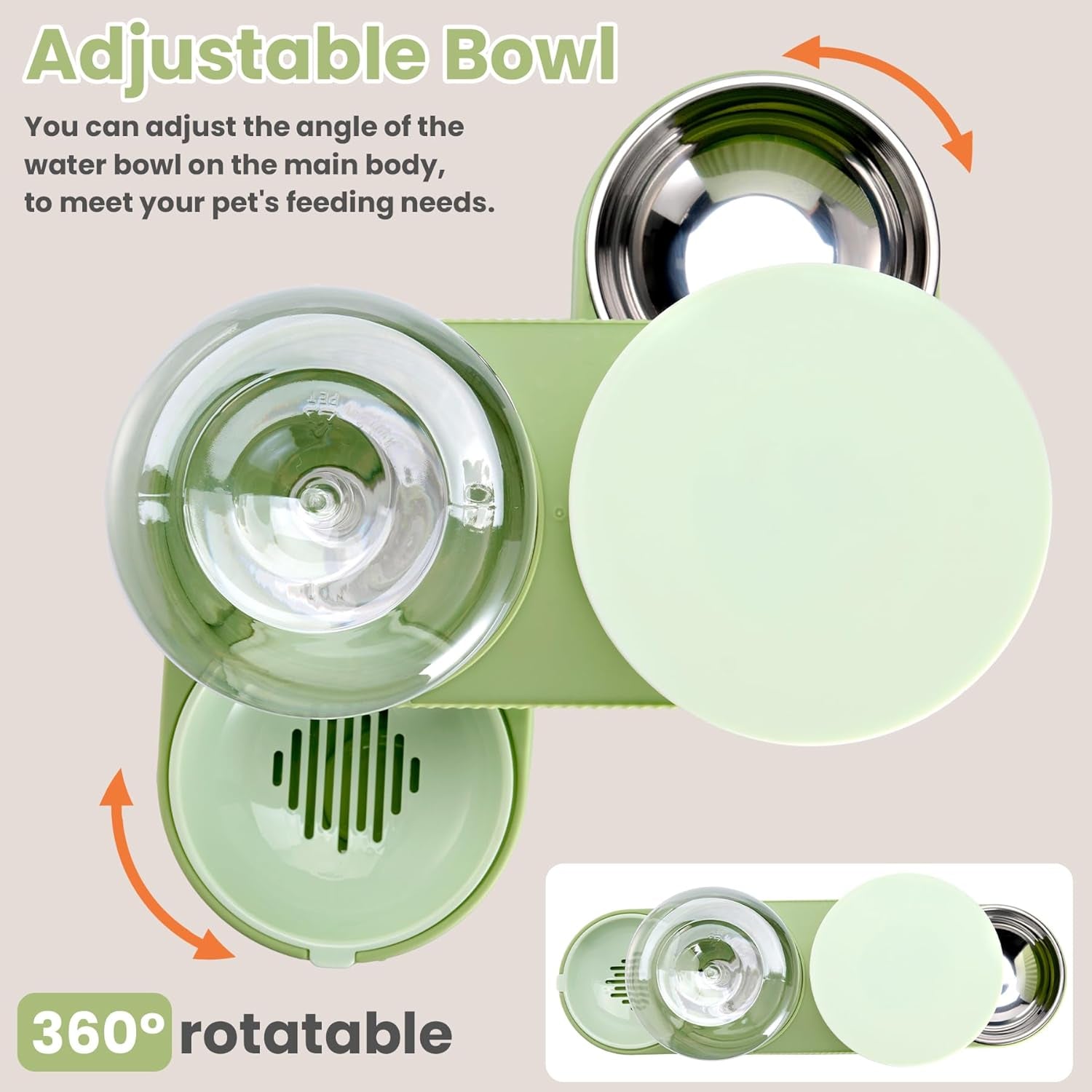 automatic-cat-feeder-stainless-steel-water-dispenser-gravity-food-feeder-and-waterer-set-with-pet-food-bowl-for-small-medium-kitten-puppy-pets-large-capacitygreen