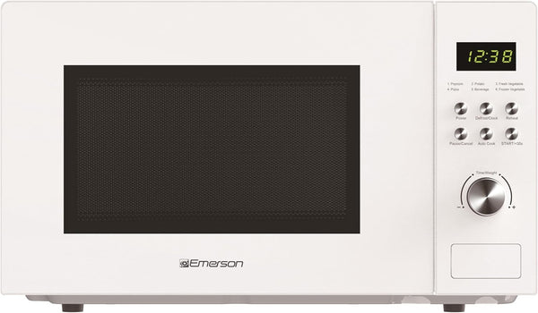 MW1101W Countertop Microwave Oven with Button Control, LED Display 1000W, 10 Power Levels, 6 Auto Menus, Glass Turntable and Child Safe Lock, 1.1 Cu. Ft., White2