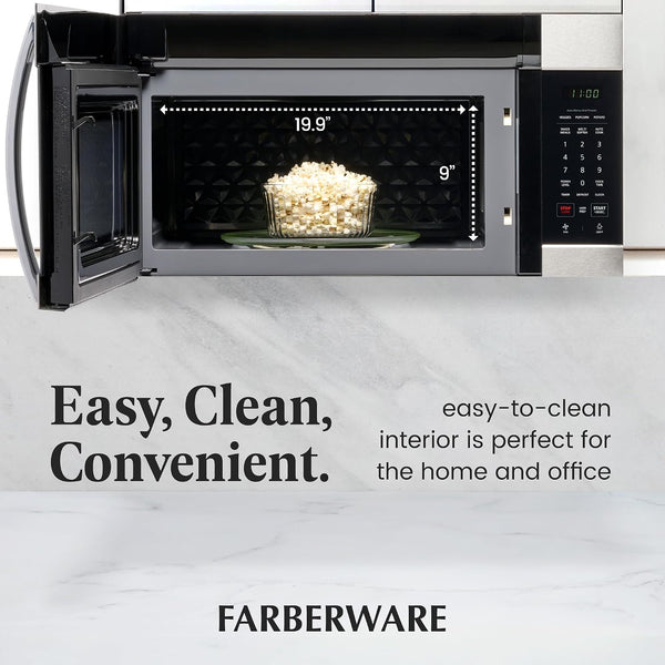 1.7 Cu. Ft. Over-The-Range Microwave Oven – 1000 Watts Power, Auto Cook Settings, Defrost, Easy Clean and Child Safety Lock - Stainless5