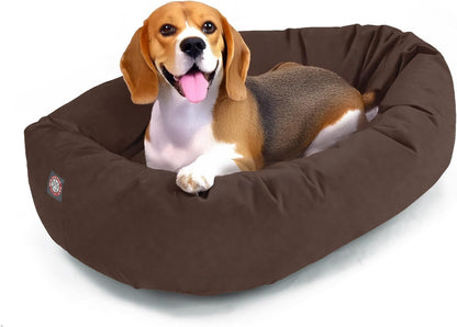 Majestic Pet 32 Inch Suede Calming Dog Bed Washable – Cozy Soft round Dog Bed with Spine Support for Dogs to Rest Their Head - Fluffy Donut Dog Bed 32X23X7 (Inch) - round Pet Bed Medium – Sage38