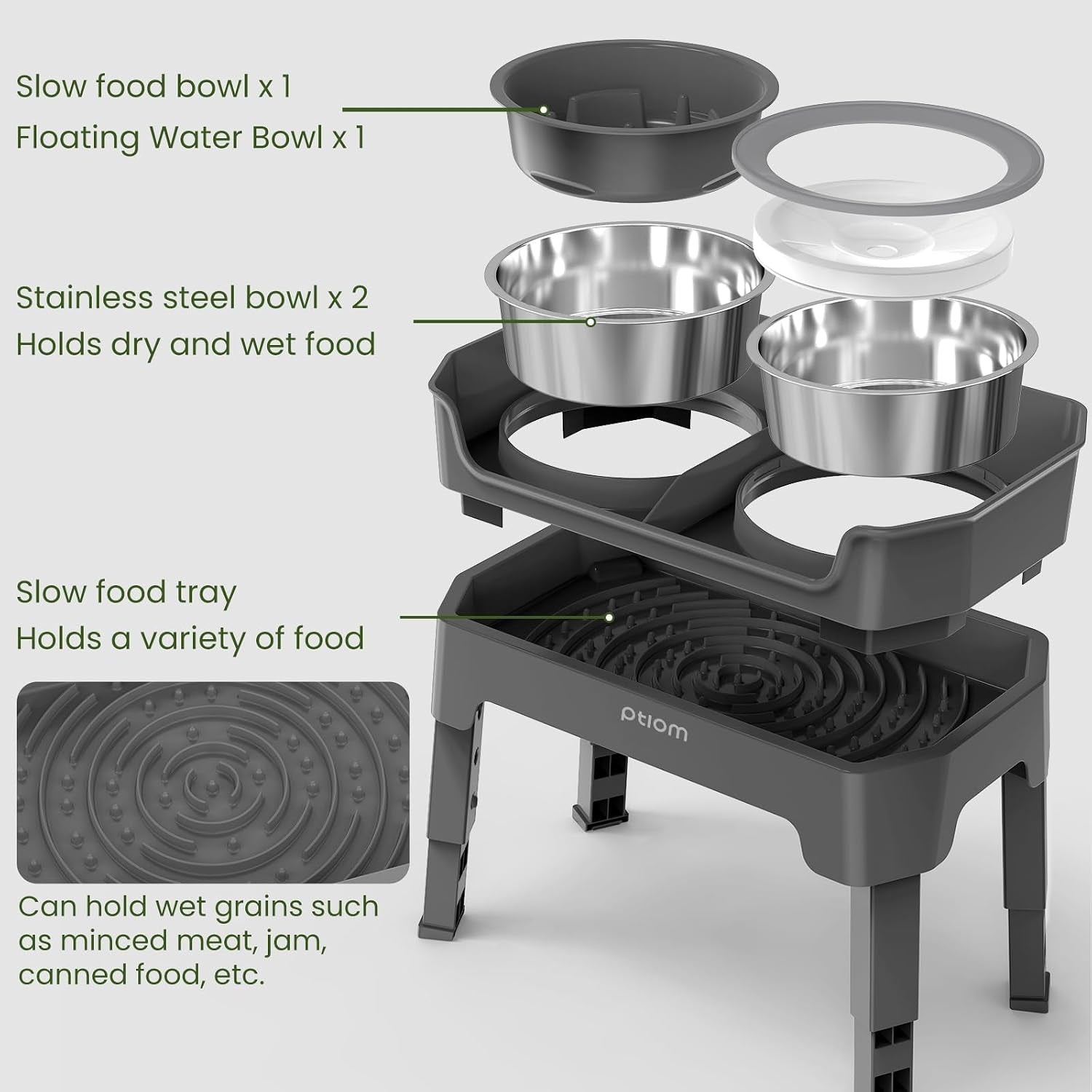 4-in-1-elevated-slow-feeder-dog-bowls-4-height-adjustable-mess-proof-raised-dog-bowl-stand-with-no-spill-dog-water-bowl-stainless-steel-dog-food-bowl-slow-feeder-for-large-medium-small-dogs-pets