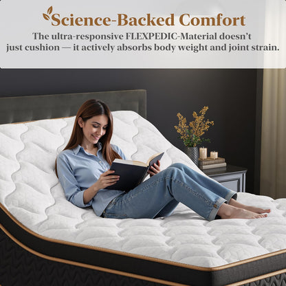 Queen Mattress 14 Inch, Luxury Hotel Cooling Hybrid Bed Mattress in a Box | Zones Individual Pocket Spring, Extra Hip/Shoulder/Lumbar Support, Fiberglass-Free, 365-Night Trial, Certipur-Us6