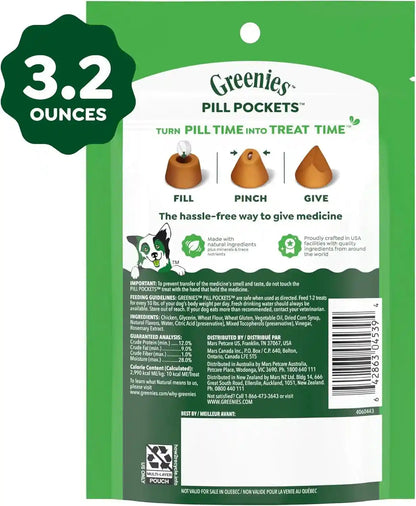 Greenies Pill Pockets Small Dog Treats, Chicken Flavor, 3.2 Oz | Vet-Recommended, Masks Pill Smell & Taste, Easy Pinch-Close Design, Stress-Free Medicating, Tablet Size, 3.2 Oz. Pouch10