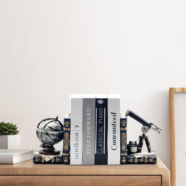Vintage Decorative Bookends, Armillary Sphere & Space Telescope | Unique Bookends for Home Office Schools4