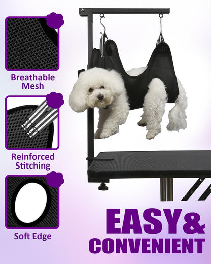 Adjustable Dog Grooming Arm with Clamp Dog Grooming Hammock and Loop Noose | Metal Dog Grooming Table Arm, Adjustable Height 17"-35", No Sit Haunch Holder, Grooming Restraint for Small & Medium Dogs4