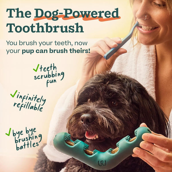 WOOF Bite N' Brush Dog Dental Chew Toy for Small Dogs 10-25 Lbs | Dog Toothbrush Toy, V-Shaped Design, Reusable, Easy to Clean, Dental Dog Toy5