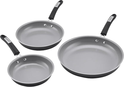 , 3-Pc Classic Ceramic Nonstick Skillet Set, Amazon Exclusive, 35C22-3BK1