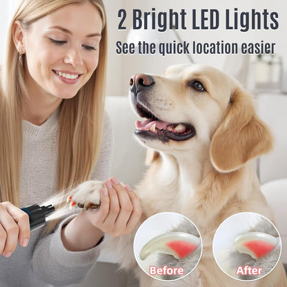 Casfuy New 6-Speed Dog Nail Grinder - 50% More Power Dog Nail Trimmers with 2 LED Lights Quiet 7H Running Time Electric Pet Nail Grinder File Toenail Grinder for Large Medium Small Dogs & Cats (DB)4