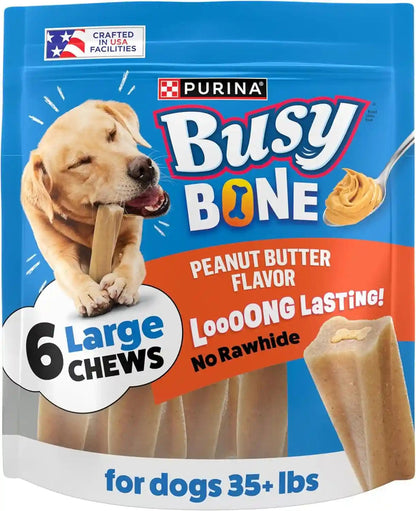 Purina Busy Bone Adult Dog Chew Bone Treats, Peanut Butter - 10 Ct. Pouch12
