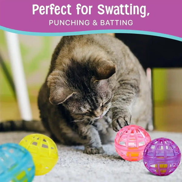 SPOT Lattice Balls Cat Toys - Durable, Fun Balls with Bells Perfect for Swatting and Batting, Colorful Toys to Entertain Indoor Cats and Kittens, - 1.5 Inch, 4 Pcs5