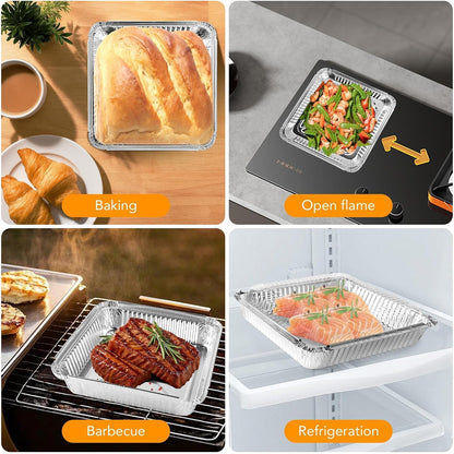 40 Pack 8X8 Inch Aluminum Pans with Clear Plastic Lids - Square Baking Cake Pans - Foil Pans with Lids - Disposable Food Containers Great for Cooking, Heating, Storing, Prepping Food7