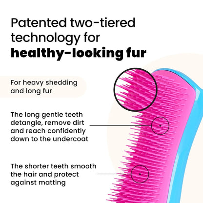 Pet Teezer De-Shedding Dog Brush for Long Hair Breeds, Large, Blue & Pink | Dog Grooming Tool with Patented Two-Tier Teeth Reaches the Undercoat for Thick, Double-Coated Dogs & Wet or Dry Fur2