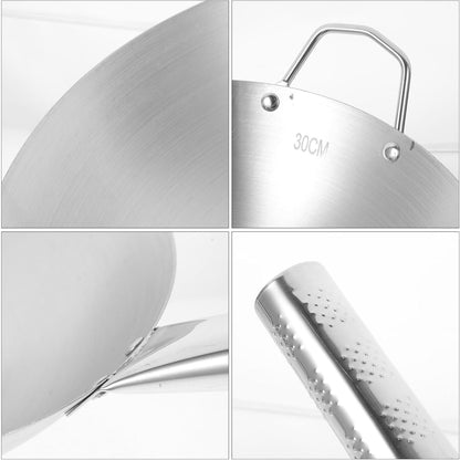 Non-Stick Wok Stainless Steel Frying Pan Long Handle Big Pan for Induction7