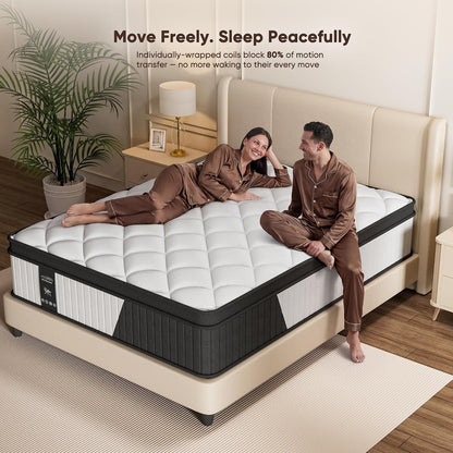 Mattress Queen Size, 12 Inch Hybrid Queen Mattress in a Box, Medium Firm | Queen Size Mattress with Cooling Gel Memory Foam & Pocket Springs, Pressure Relief, Motion Isolation, Edge Support,Pillow Top7