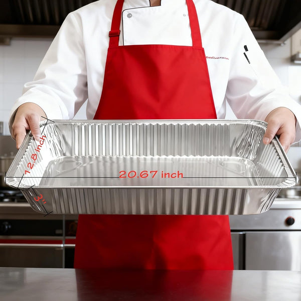 21"X13" Full Size Aluminum Pans, 20 Pack – Heavy Duty Deep Disposable Foil Roasting Pan & Baking Pans, Large Chafing Trays for Catering, Steam Table, Hotels, Restaurants, Buffets & Bakeware3