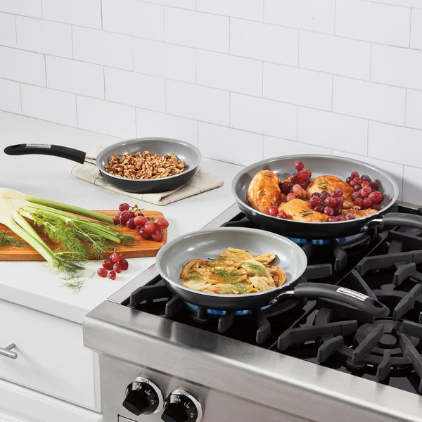 , 3-Pc Classic Ceramic Nonstick Skillet Set, Amazon Exclusive, 35C22-3BK2