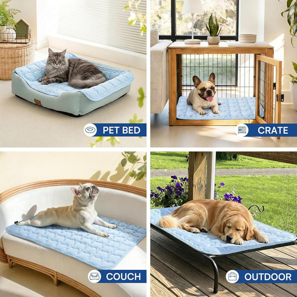 Luciphia Dog Cooling Mat, Q-MAX>0.5 Non-Slip Self-Cooling Pad for Pets | Elastic Support, Joint Protection; Q-MAX>0.5 Instant Cooling Needs No Power; Non-Slip Washable Dog Bed; Light Blue 20X306