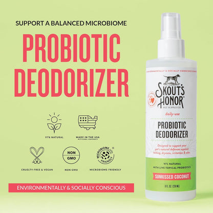 SKOUT'S HONOR Probiotic Dog Deodorizing Spray - Sunkissed Coconut, 8 Oz | Hydrating Daily-Use Formula with Avocado Oil and Omega-3S, Microbiome-Friendly, Paraben and Sulfate-Free2