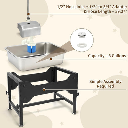YUEPET Dog Water Bowl Dispenser, Automatic 3 Gallon Elevated Dog Bowl | Auto-Fill Float Valve, 4 Adjustable Heights, 3 Gallon Capacity, Stainless Steel Bowl, Outdoor Use, Dogs, Sheep and Goats6