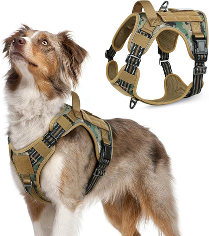 Rabbitgoo Tactical Dog Harness for Large, No Pull Military Service Vest | Molle & Handle, Heavy Duty, Adjustable, Reflective Straps, Easy Control for Training Walking, Black, Large52