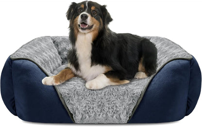 INVENHO Rectangle Washable Orthopedic Dog Bed for Small, Medium and Large Dogs, Soft Calming, Sleeping Puppy Bed Durable Pet Cuddler with Anti-Slip Bottom, S (20"X19"X6")40