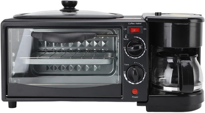Breakfast Station, 3 in 1 Toaster Oven ＆ Coffee Maker, Large Capacity Versatile Breakfast Maker with 100°C-230°C Adjustable Temperature and 60Min Timer, for Apartments Kitchen1