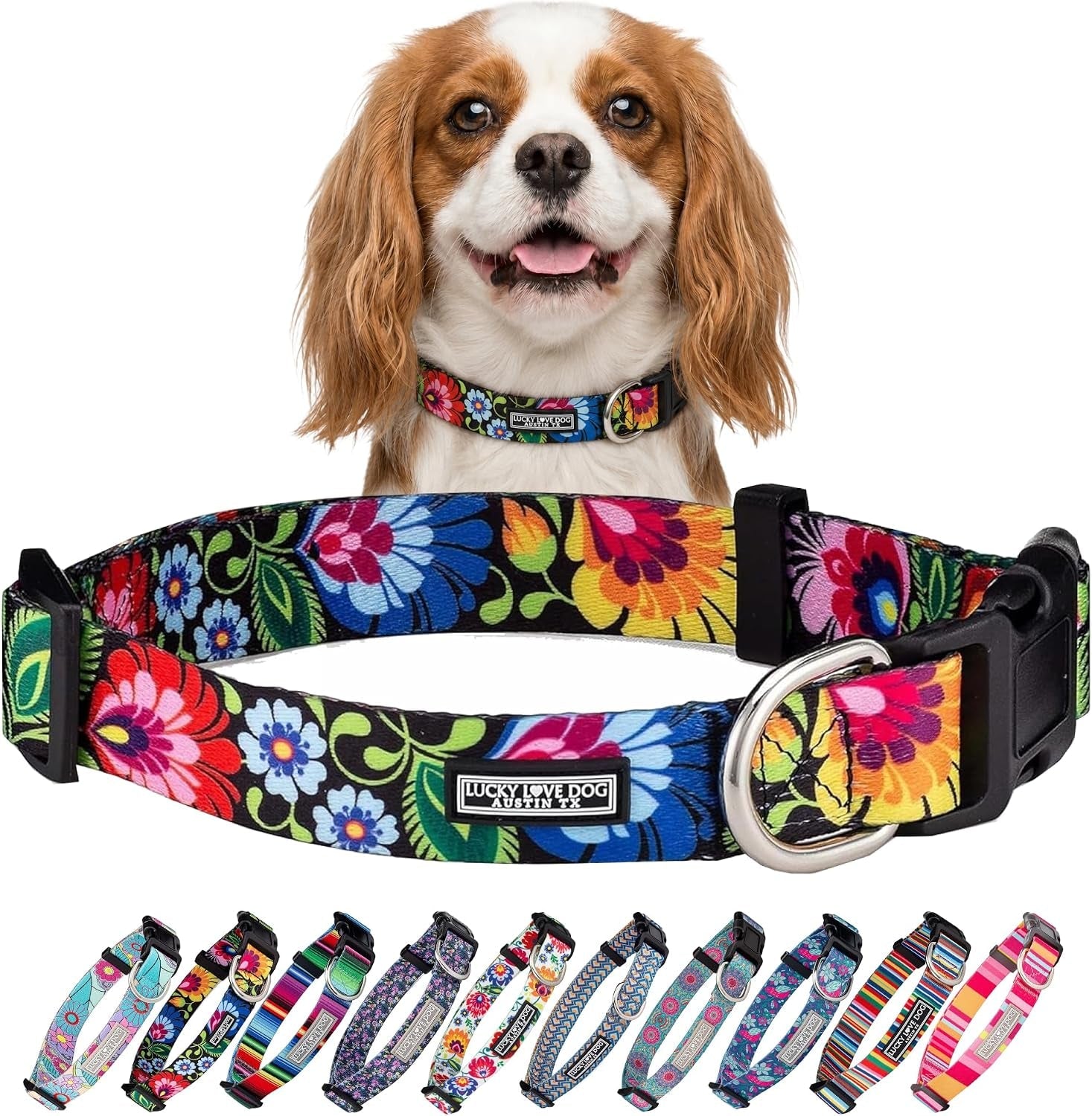 lucky-love-dog-easy-click-buckle-dog-collar-with-leash-set-combo-durable-comfortable-for-male-female-dogs-pet-collar-for-medium-dogs-secure-fit-blackbird-combo-medium
