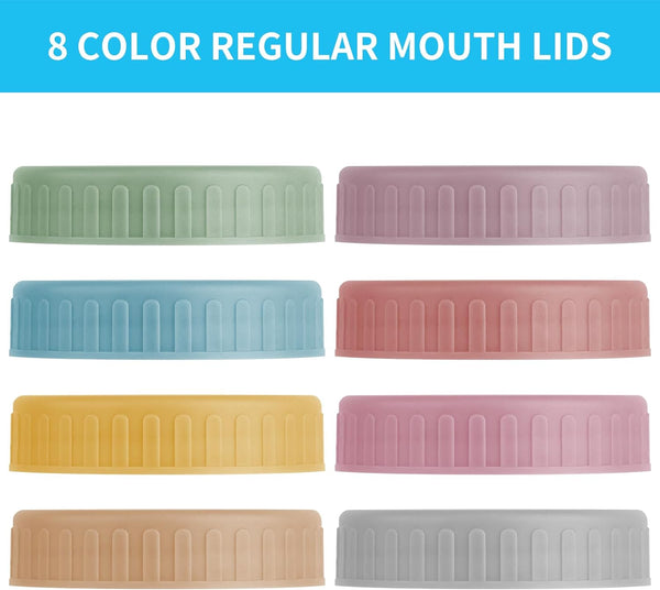 8PCS Regular Mouth Plastic Mason Jar Lids, Leak Proof | Colored, with Silicone Rings, Airtight Leakproof Seal, Fit for Ball & Kerr Canning Jars, Reusable Jars Accessories4