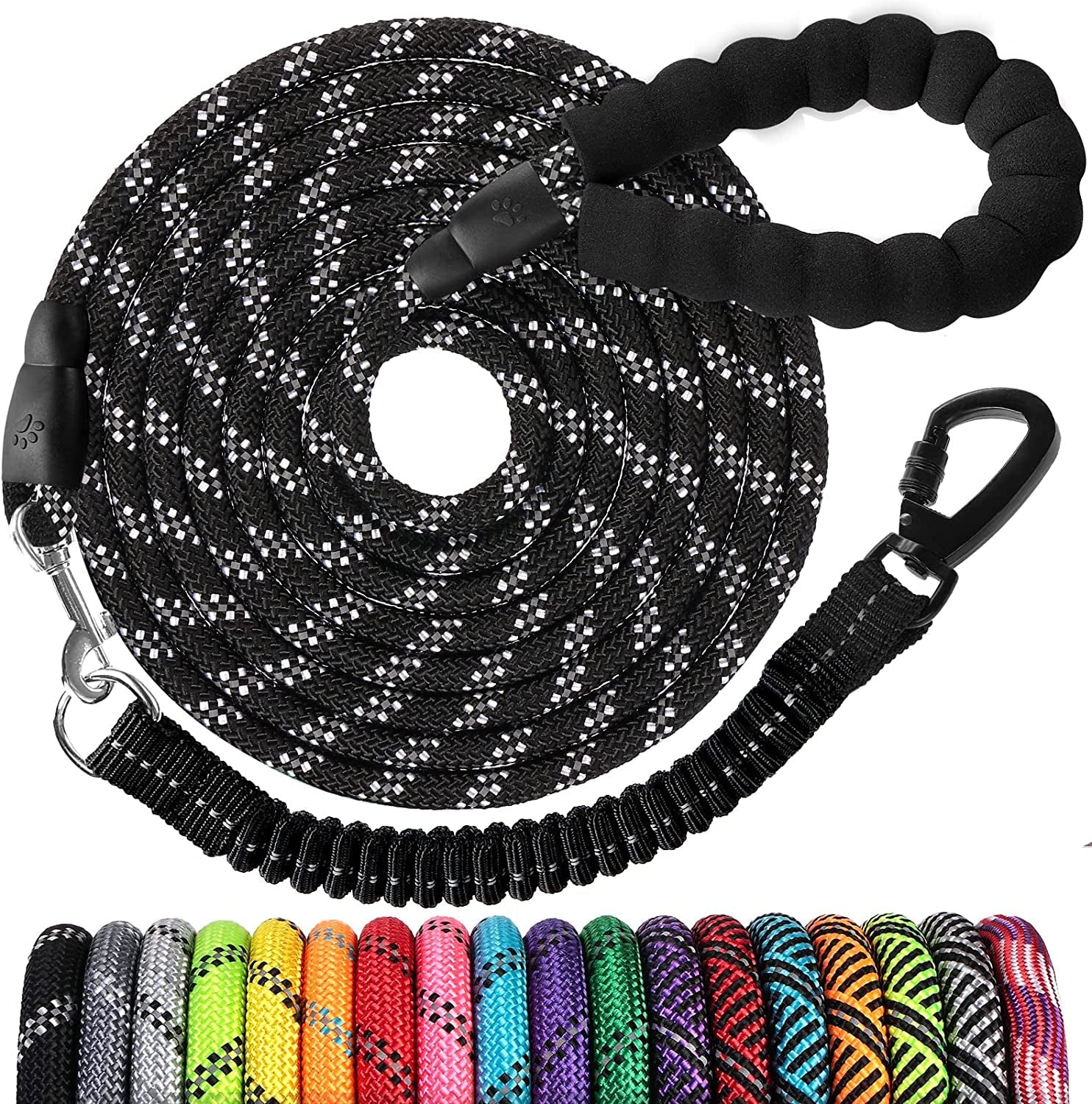 long-dog-leash-15-ft-heavy-duty-rope-leashes-for-dogs-training-with-swivel-lockable-hook-reflective-threads-bungee-and-padded-handle-dog-lead-for-large-small-medium-dogs-outside-walking-hiking