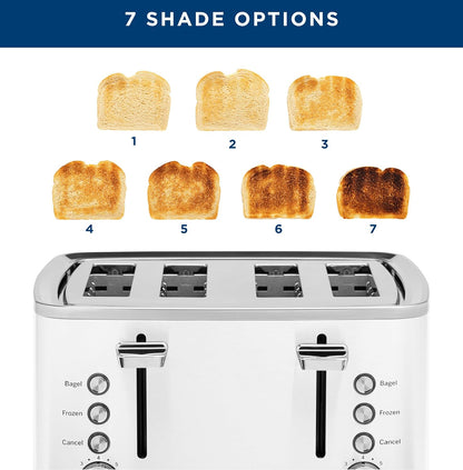 GE 4 Slice Toaster | Extra Wide Slots for Bagels, Breads, Waffles & More | 7 Shade Options | Countertop Kitchen Essentials | 1500 Watt, White5