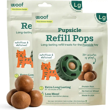 WOOF Pupsicle Peanut Butter & Beef Refill Pops Dog Treats, Large, 7 Count | for Large Pupsicles, Peanut Butter & Beef Flavor, Long-Lasting Treats, Pre-Made Pops, Wholesome Ingredients, Shelf Stable14