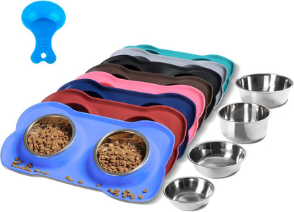 Hubulk Pet Dog Bowls 2 Stainless Steel Dog Bowl with No Spill Non-Skid Silicone Mat + Pet Food Scoop Water and Food Feeder Bowls for Feeding Small Medium Large Dogs Cats Puppies (S, Pink)19