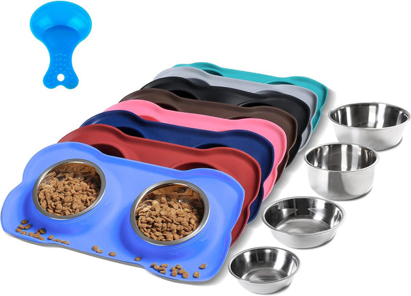 Hubulk Pet Dog Bowls 2 Stainless Steel Dog Bowl with No Spill Non-Skid Silicone Mat + Pet Food Scoop Water and Food Feeder Bowls for Feeding Small Medium Large Dogs Cats Puppies (S, Pink)19